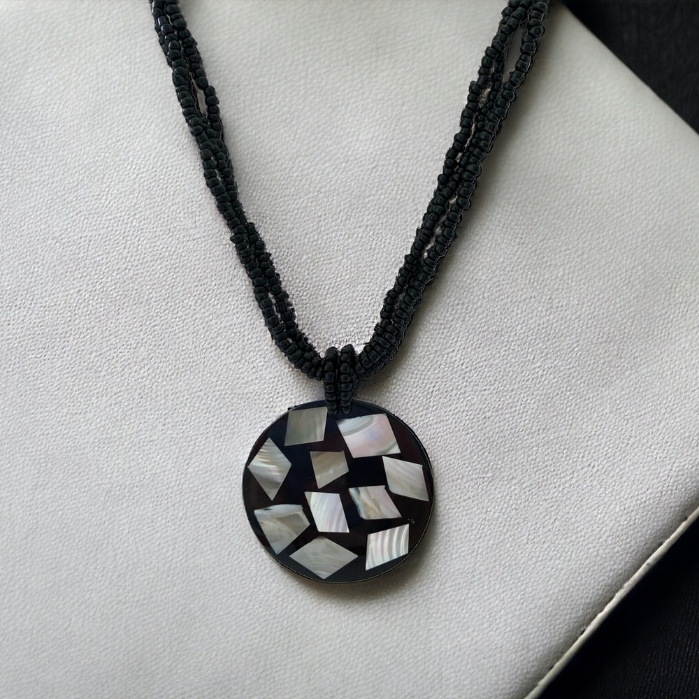 Laquer And Abalone Statement Necklace - image 2